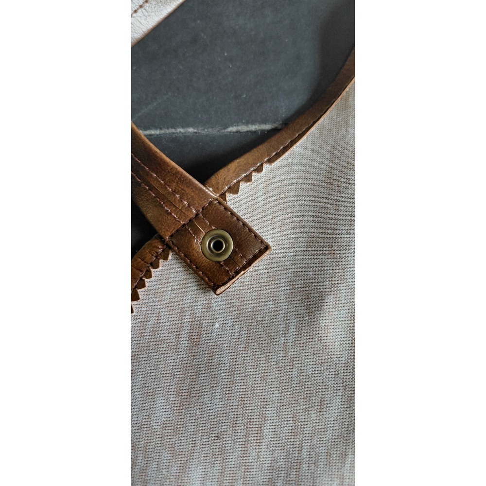 Men One Size heavy-duty marbled brown leather utility apron adjustable Straps - Picture 15 of 16